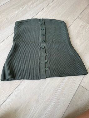 NWT Abercrombie and Fitch Ottoman Tube Top Rib-Front Olive Green Women's Shirt